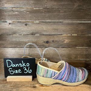 Womens‎ Dansko Jute Pro Rainbow Weave Casual Comfort Professional Clogs Size 36